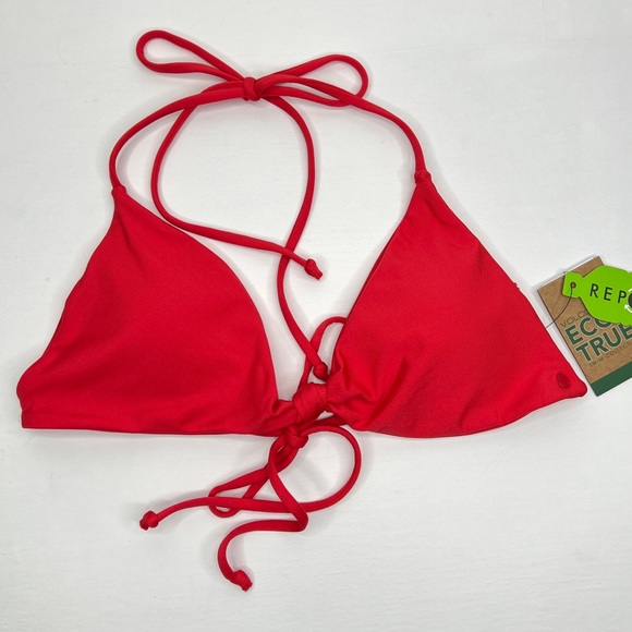 Volcom Simply Seamless Triangle Bikini Top Red - Picture 4 of 10
